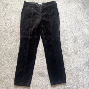 Anthropologie essential slim black velvet trousers